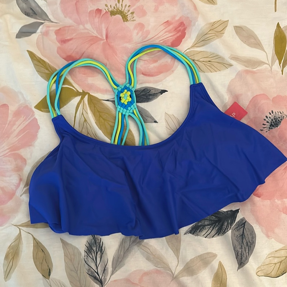 Bright blue bikini top